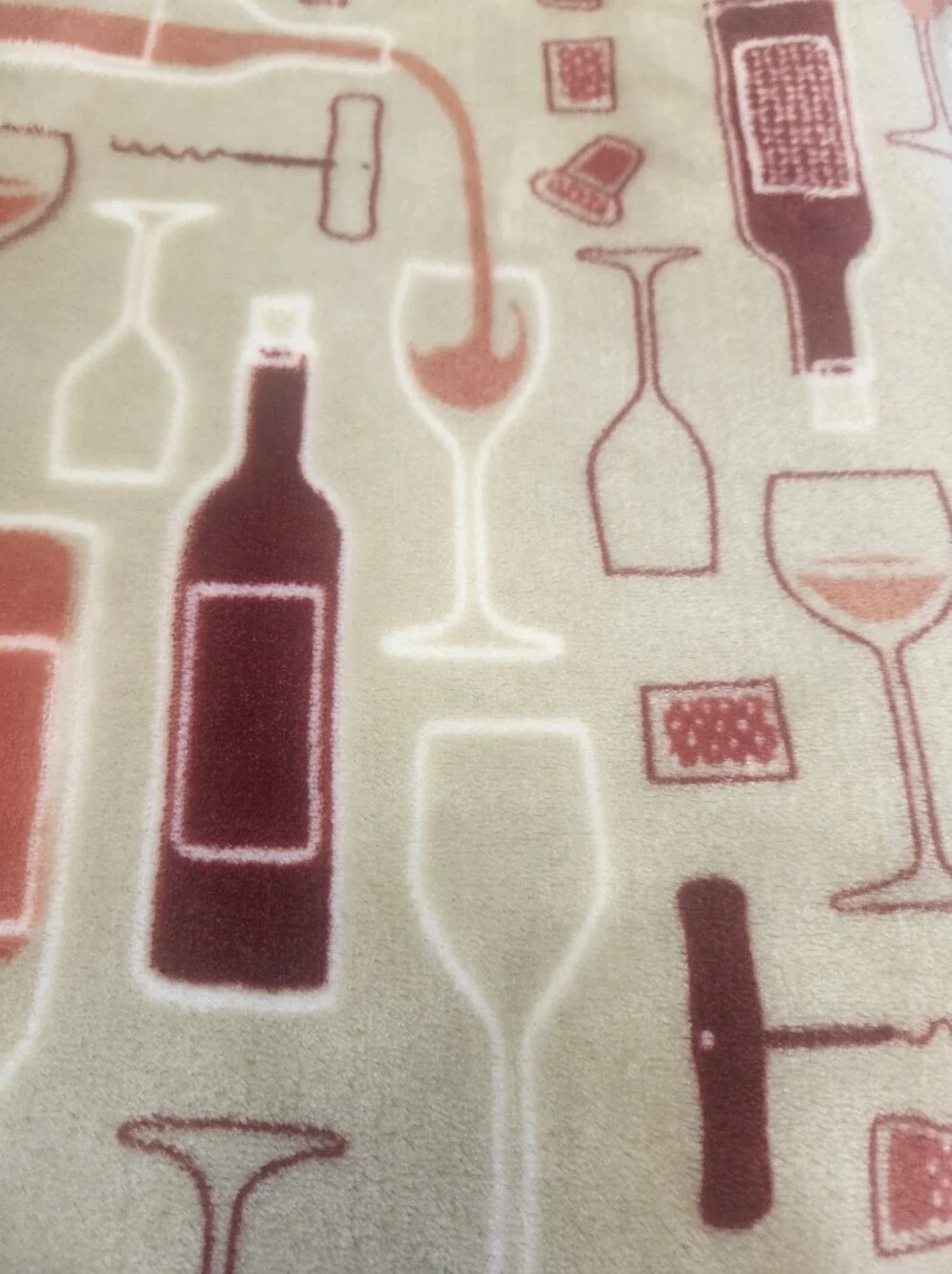 Wine Themed Velour Blanket, Tan Maroon Red, 60